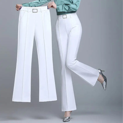 Damen Schlaghose mit hoher Taille und Zierschnalle