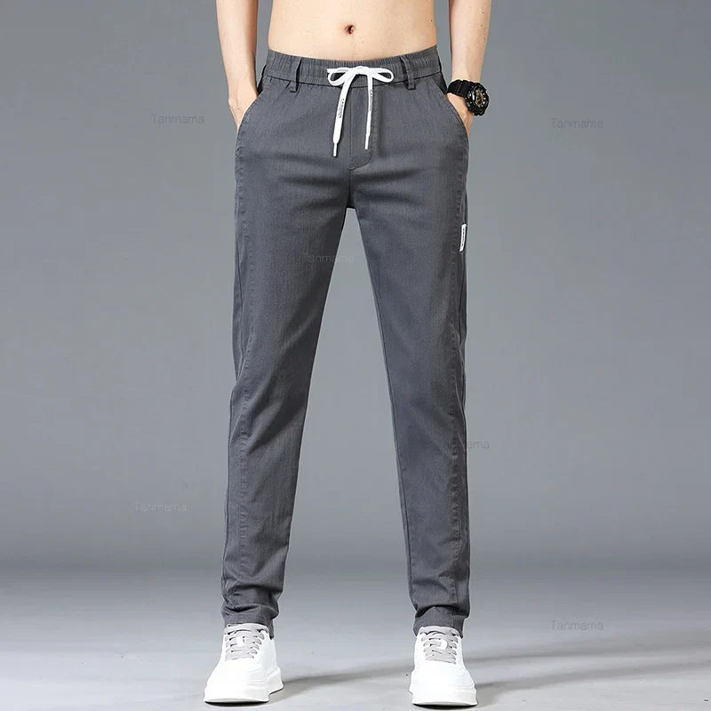 Herren Freizeithose Elastischer Bund Kordelzug Hellblau