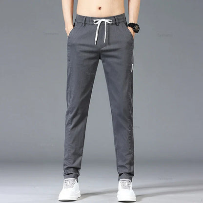 Herren Freizeithose Elastischer Bund Kordelzug Hellblau