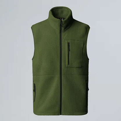 Fleece Weste mit Stehkragen Reißverschluss Tasche Herren