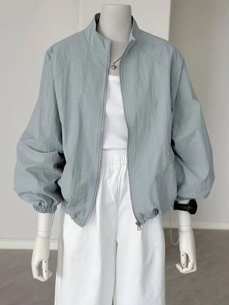 Leichte Damen Bomberjacke mit Stehkragen