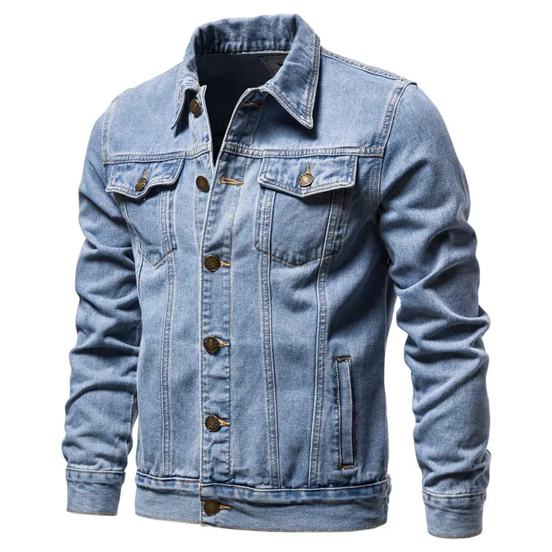Herren Jeansjacke im klassischen Stil mit Knopfverschluss und Brusttaschen