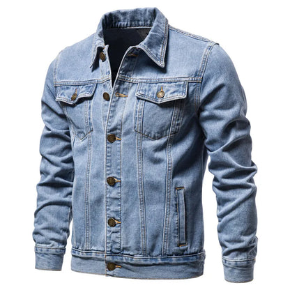 Herren Jeansjacke im klassischen Stil mit Knopfverschluss und Brusttaschen