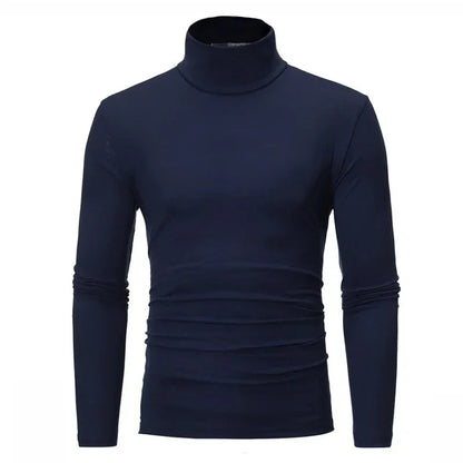 Herren Rollkragenpullover Langarmshirt Eng Anliegend