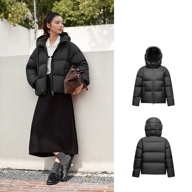 Damen Steppjacke mit Kapuze – Winter Outdoor Freizeitjacke, lässiger Stil