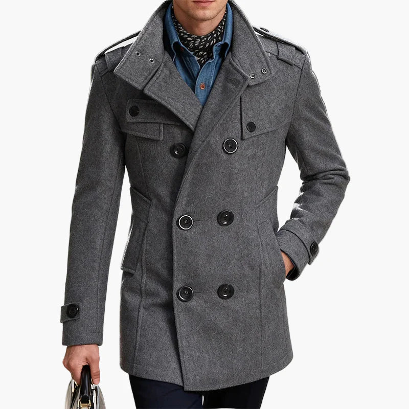 Herren Eleganter Winter Mantel – Klassischer Veganer Woll-Peacoat für Business & Freizeit