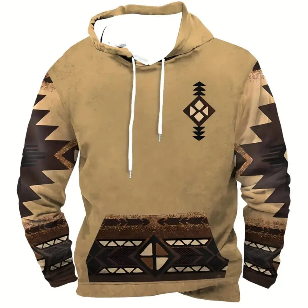Herren Hoodie mit Hirsch-Motiv und Muster Ärmeln
