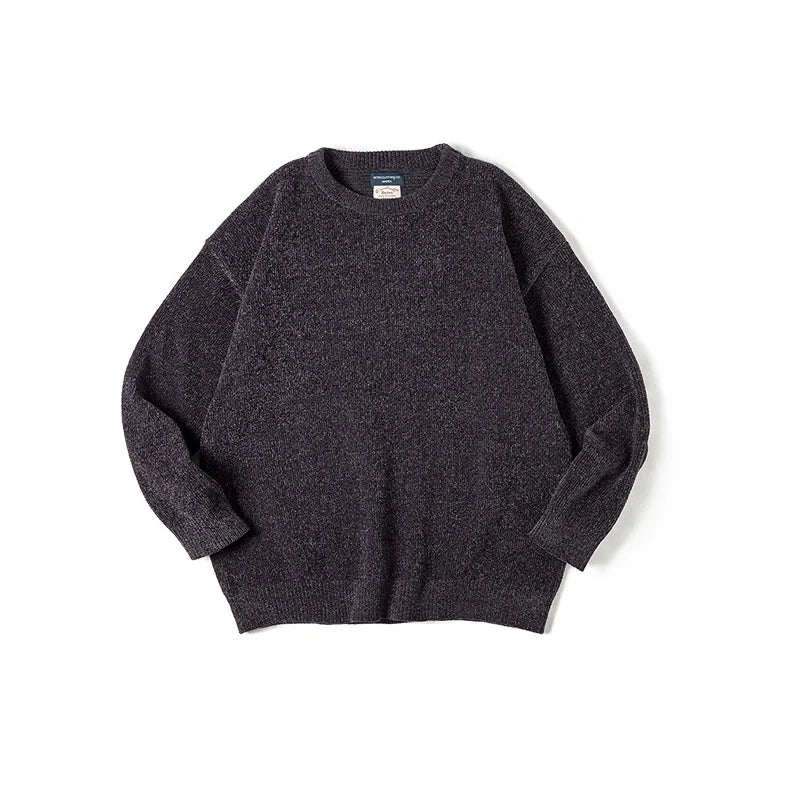 Unisex Langarm Pullover Rundhalsausschnitt Feinstrick meliert