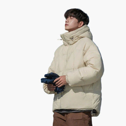 Herren Oversized Daunenjacke – Winter Steppjacke mit Kapuze, Streetwear Stil, Ideal für kalte Tage