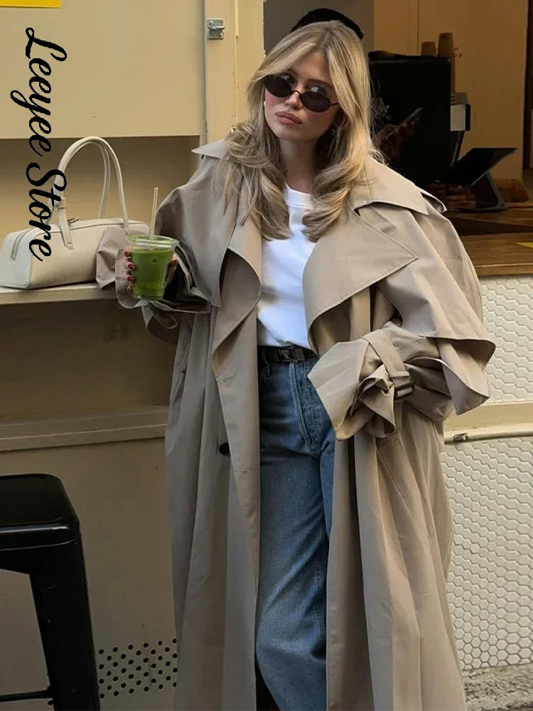 Damen Kurz Trenchcoat mit Bindegürtel und breitem Kragen