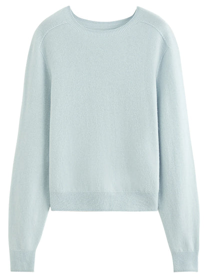 Damen Pullover Rundhals Langarm Strickpullover