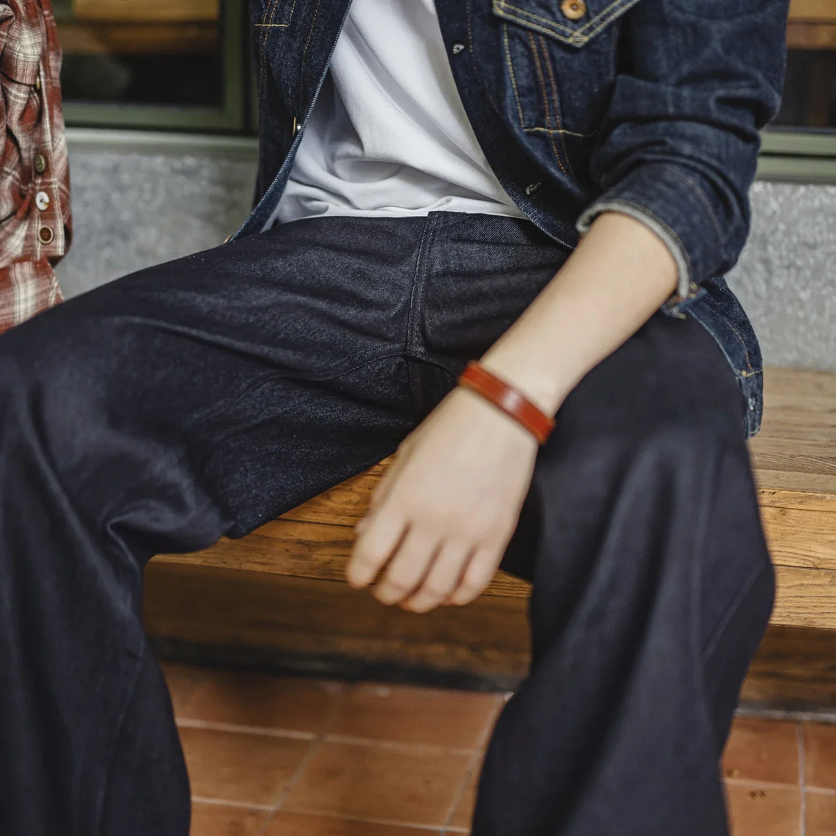 Weite Herren Jeanshose Dunkelblau Denim Look Loose Fit