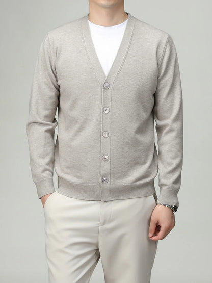 Herren Strickjacke V-Ausschnitt Knopfleiste