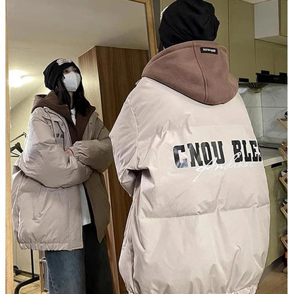 Oversize Pufferjacke mit Stehkragen und Kapuze