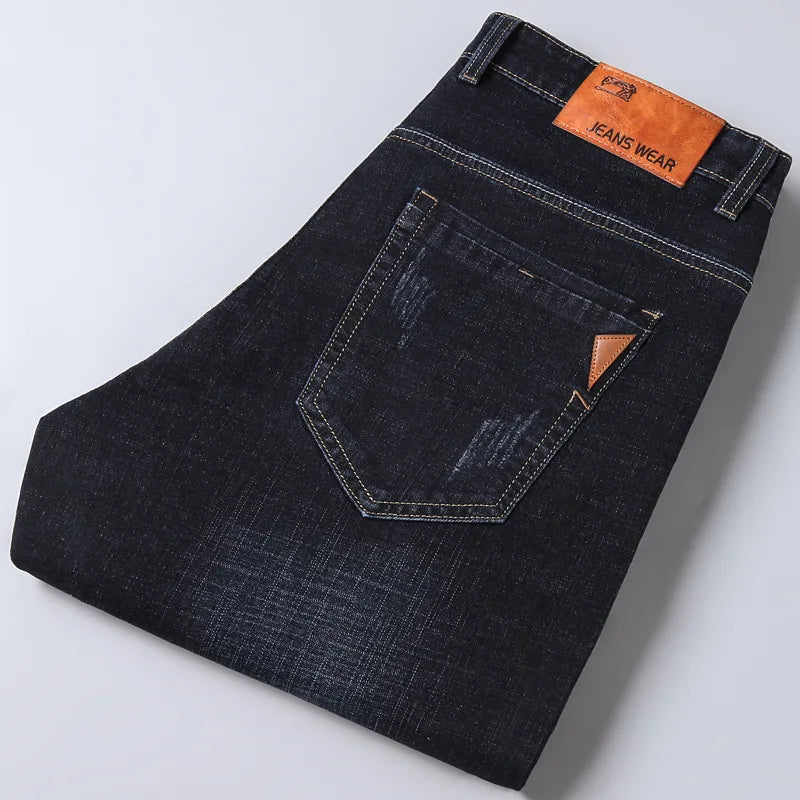 Herren Jeans Hose Straight Fit Dunkelblau Blau Schwarz mit 5 Taschen