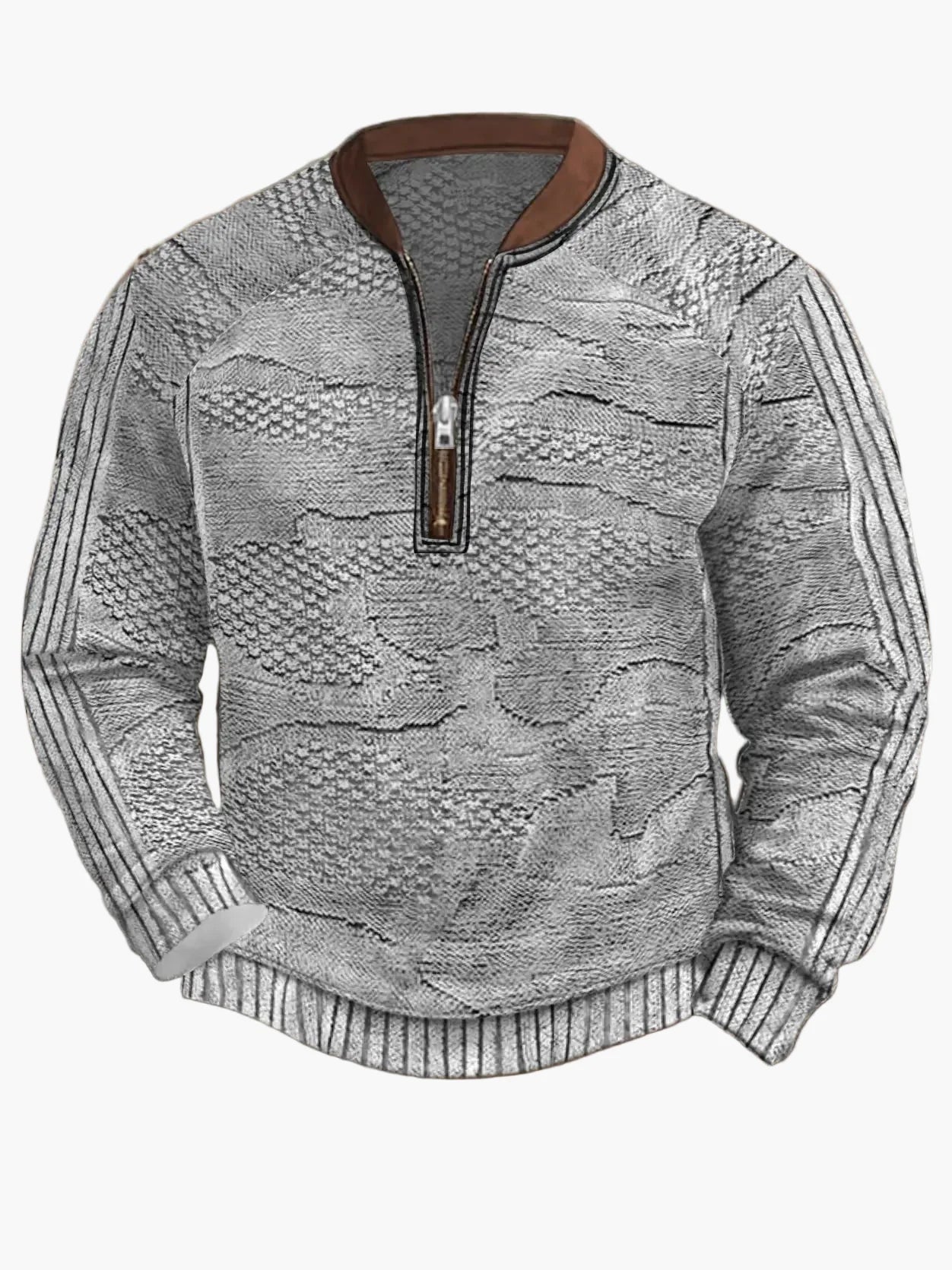 Herren Strickpullover im Street Style mit halbem Reißverschluss – Modischer Freizeitpullover für Frühling und Herbst