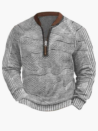 Herren Strickpullover im Street Style mit halbem Reißverschluss – Modischer Freizeitpullover für Frühling und Herbst