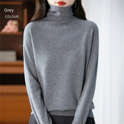 Damen Rollkragenpullover Langarm Strickpullover