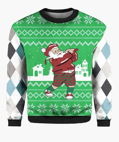 Herren Ugly Christmas Sweater Biker Stil – Lustiger Weihnachts-Pullover mit Santa auf Motorrad