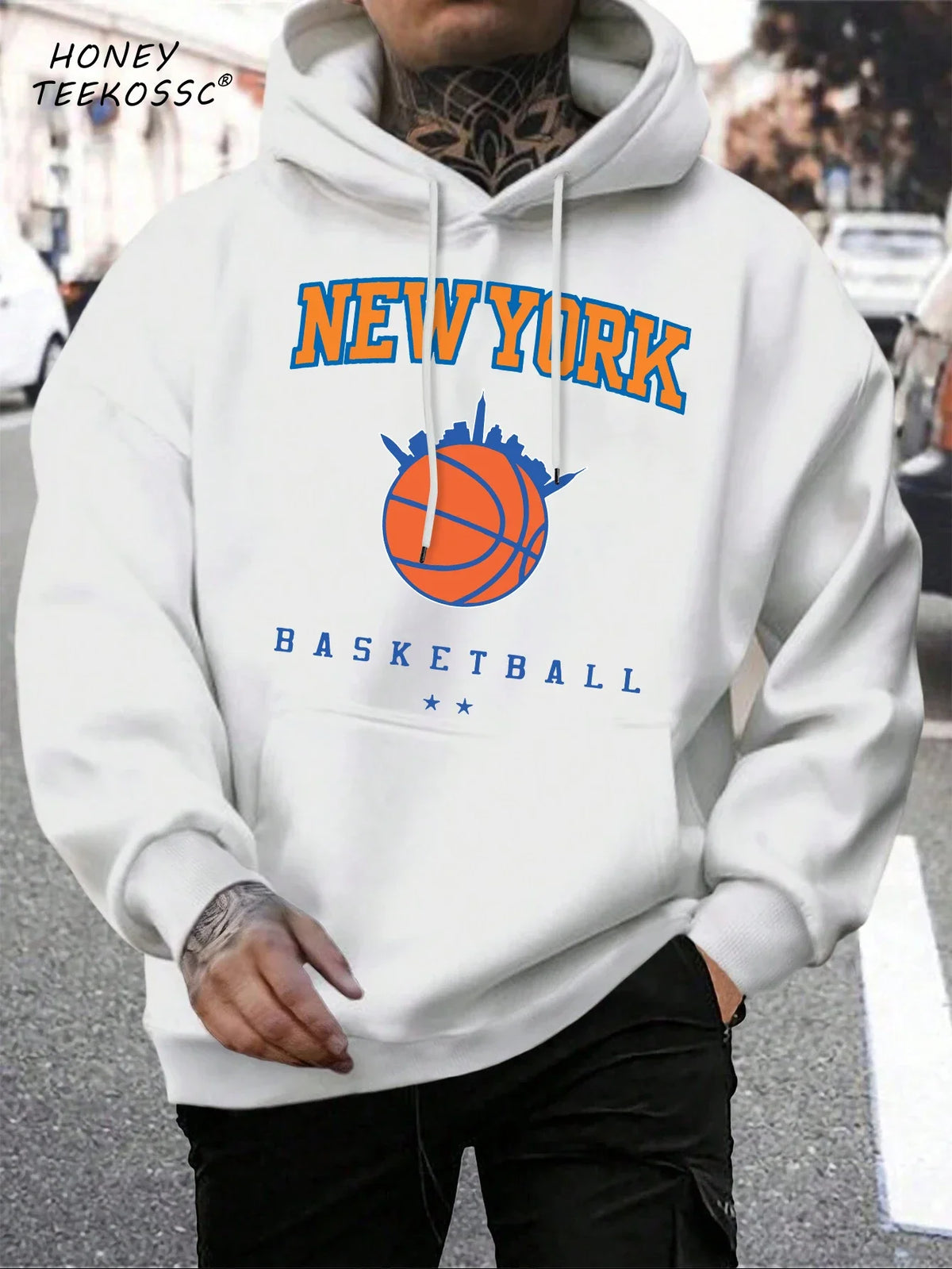 Herren Hoodie mit Kordelzug und Kängurutasche – Verschiedene New York Designs