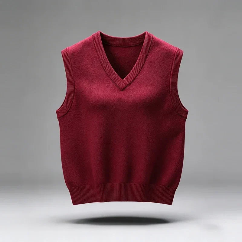 Unisex Pullover Weste V-Ausschnitt Strickweste Ärmellos Casual Weiches Material