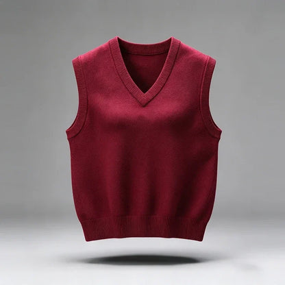 Unisex Pullover Weste V-Ausschnitt Strickweste Ärmellos Casual Weiches Material