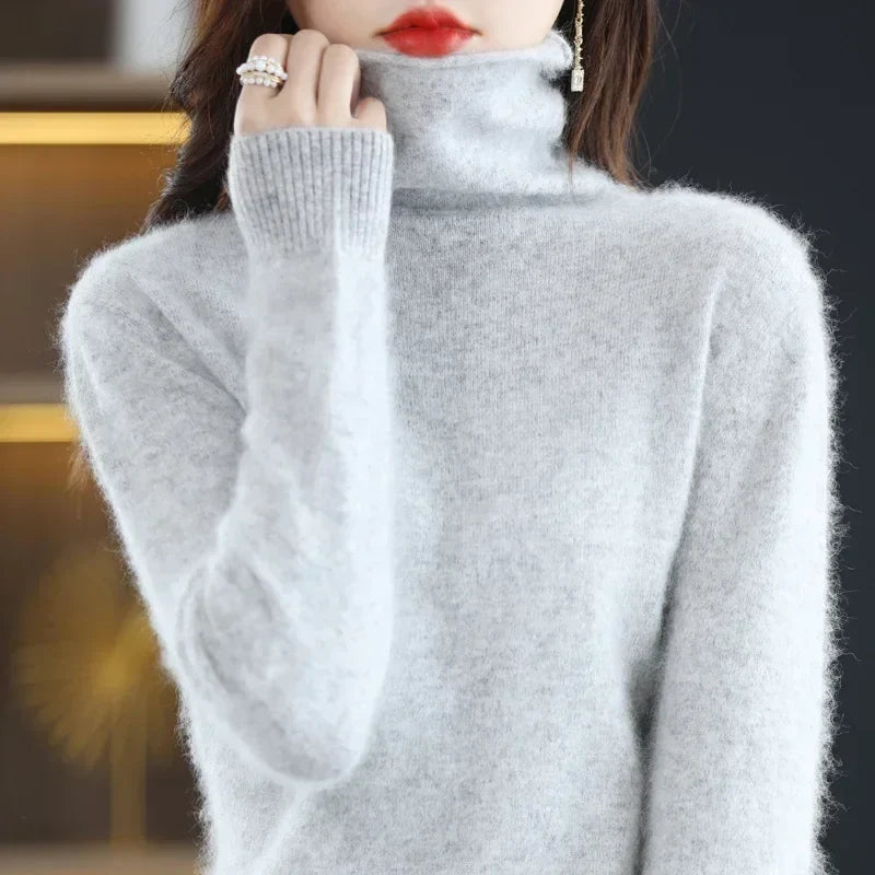 Damen Rollkragenpullover mit langen Ärmeln, weiches Material