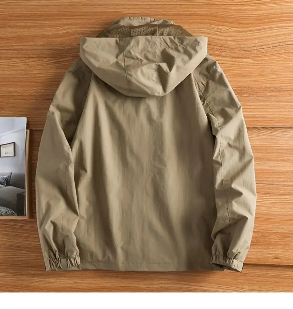 Herren Outdoor Jacke mit Kapuze und Reißverschluss Übergangsjacke