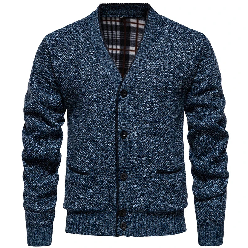 Herren Strickjacke V-Ausschnitt Knopfleiste Feinstrick