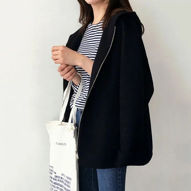Damen Kurzjacke mit Kapuze Lockerer Schnitt