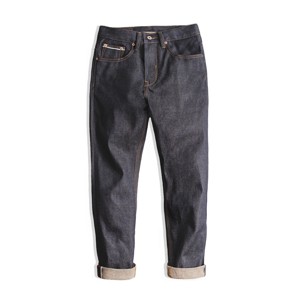 Herren Jeanshose Dunkelblau Regular Fit Hochwasser-Look mit Krempelbund