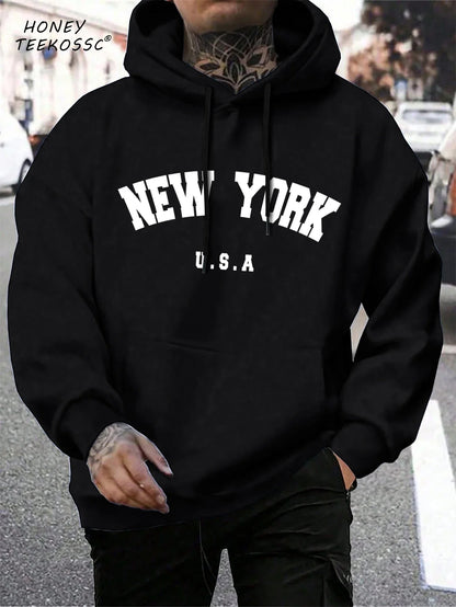 Herren Hoodie mit Kordelzug und Kängurutasche – Verschiedene New York Designs