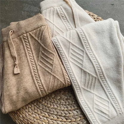 Strickhose Damen Kabelmuster Gemütliche Freizeithose