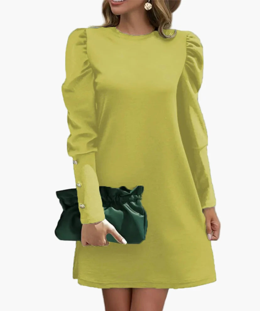 Damen Elegantes Minikleid mit Puffärmeln – Perfekt für Büro und festliche Anlässe