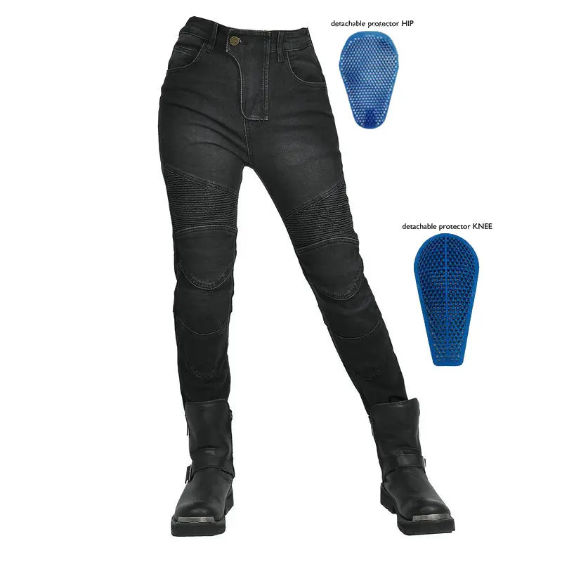Motorradjeans Damen mit Protektoren Schwarze oder Blaue Motorradhose im Slim Fit Stil