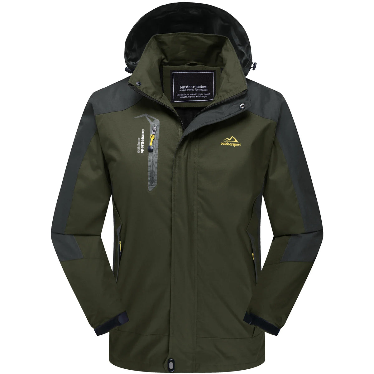 Outdoor Jacke Herren Wasserdicht Atmungsaktiv mit Kapuze und Reißverschlusstaschen