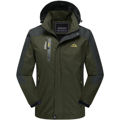 Outdoor Jacke Herren Wasserdicht Atmungsaktiv mit Kapuze und Reißverschlusstaschen