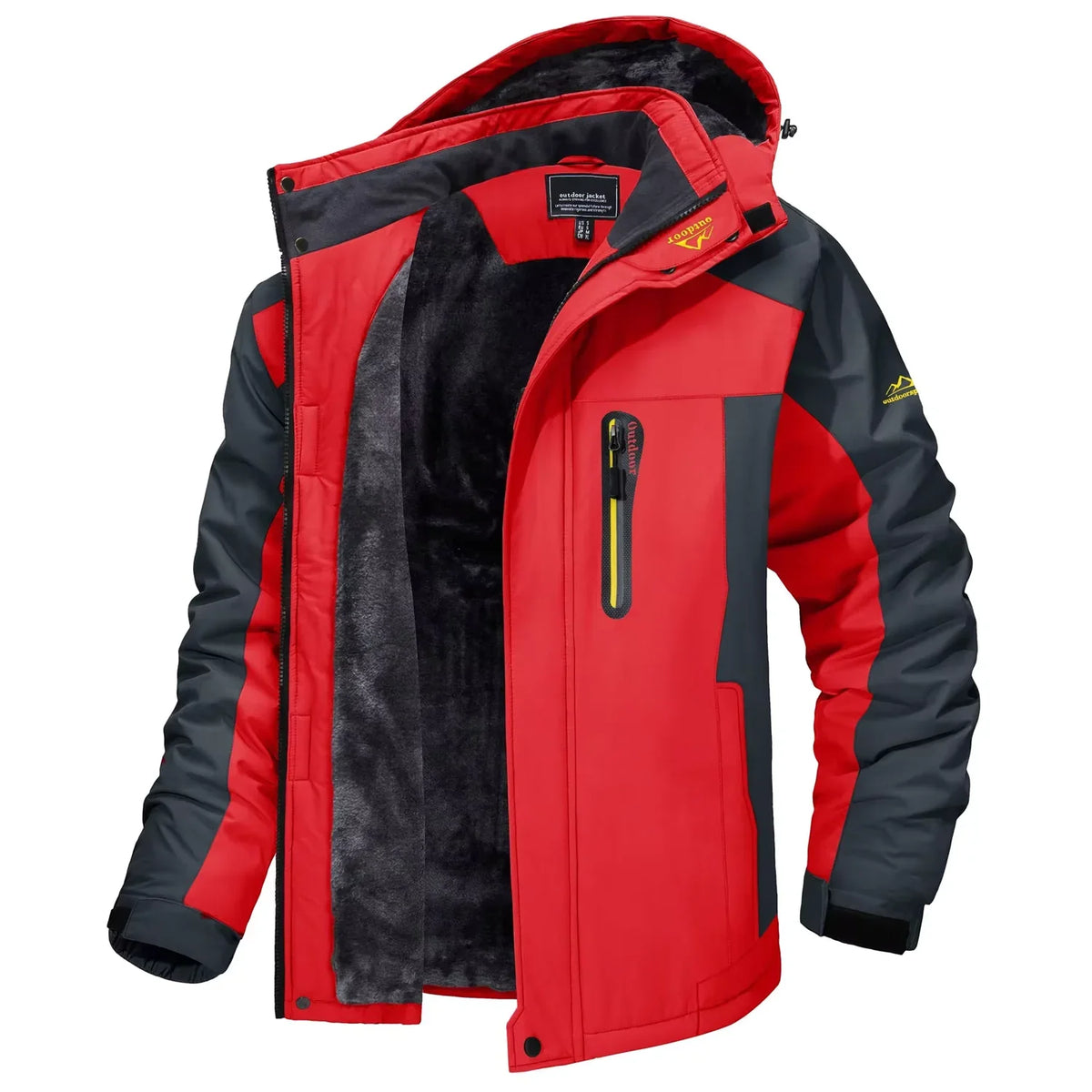 Herren Winterjacke mit Kapuze Gefütterte Outdoor-Jacke Wasserabweisend Warm