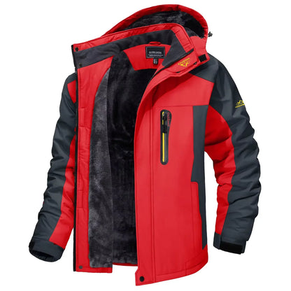 Herren Winterjacke mit Kapuze Gefütterte Outdoor-Jacke Wasserabweisend Warm
