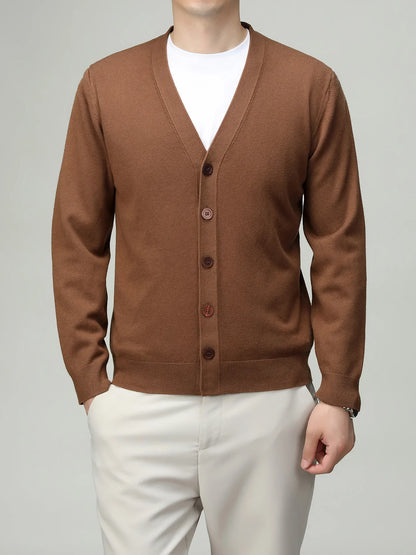 Herren Strickjacke V-Ausschnitt Knopfleiste