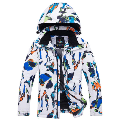 Bunte Outdoor Jacke mit Kapuze und Reißverschluss, Wasserabweisende Windjacke für Damen