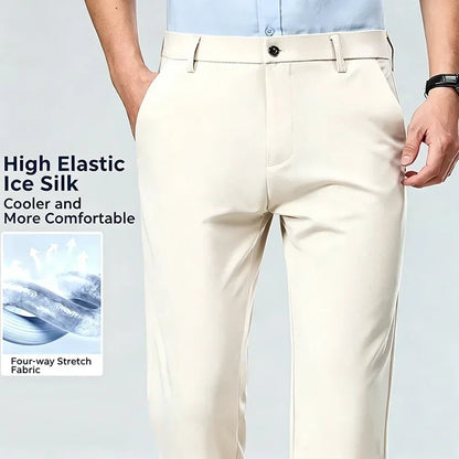 Herren Business Hose Schwarz Gerader Schnitt Elegant