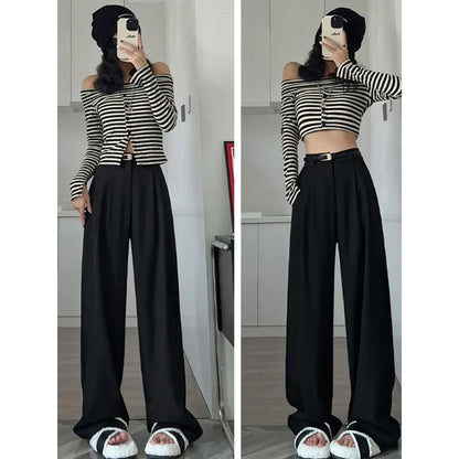 Damen Weite Hose Grau Hochtailliert Plissee