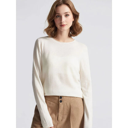 Damen Langarm Pullover Rundhalsausschnitt Uni Basic