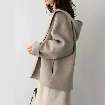 Damen Kurzjacke mit Kapuze Lockerer Schnitt