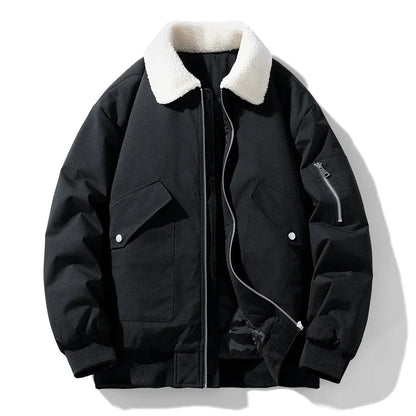 Herren Winterjacke mit Lammfellkragen – Modischer, warmer Freizeitmantel für kalte Tage