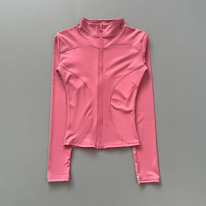 Damen Sportjacke mit Stehkragen & Reißverschluss, Langarm, schmale Passform