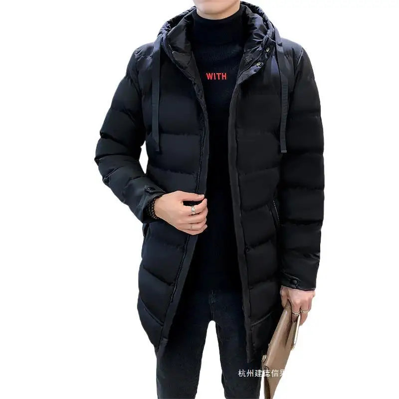 Herren Winter Steppjacke mit Kapuze Lang Warm Pufferjacke