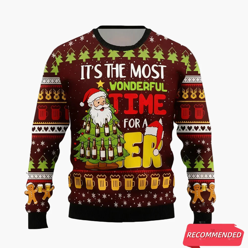 Herren Weihnachts-Pullover Lustig – It's the Most Wonderful Time for a Beer, Ugly Christmas Sweater Party