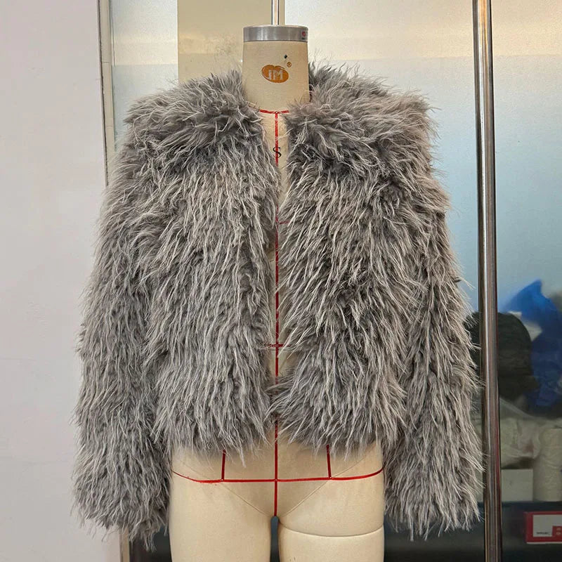 Damen Kurzmantel Plüsch-Look Gesteppt mit Kapuze und langen Ärmeln